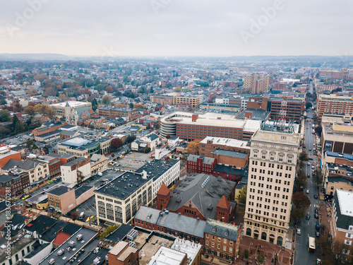 Aerial of Downtown Lancaster, Pennsylvania areound the Central Markets © Christian Hinkle