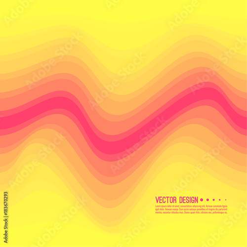 Distorted wave colorful texture. Abstract dynamical rippled surface. Vector stripe deformation background. Transition and gradation of color.