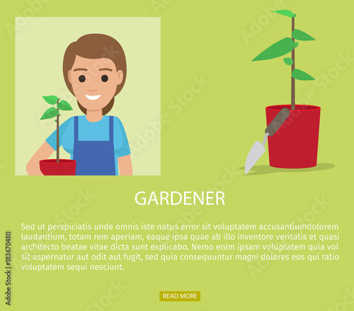 Gardener Advertisement Web Page Vector Banner