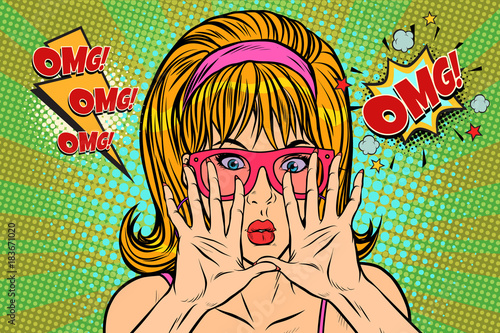 OMG pop art woman hid her face