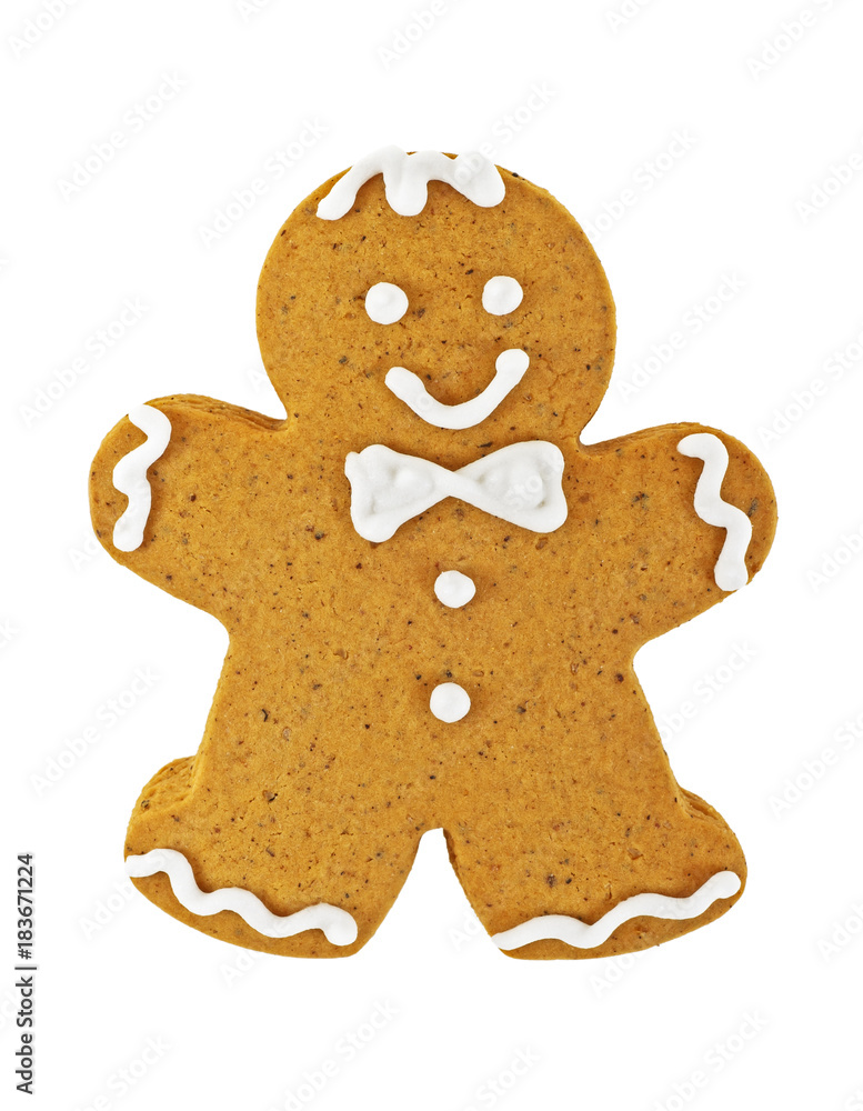 Gingerbread man, christmas cookie isolated on a white background. Gingerbread man, christmas cookie isolated on a white background.