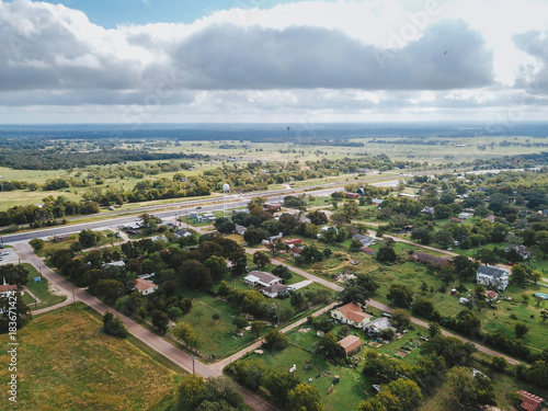 Aerial of the Small Rural Town of Sommerville, Texas Next in Between Houston, and Austin