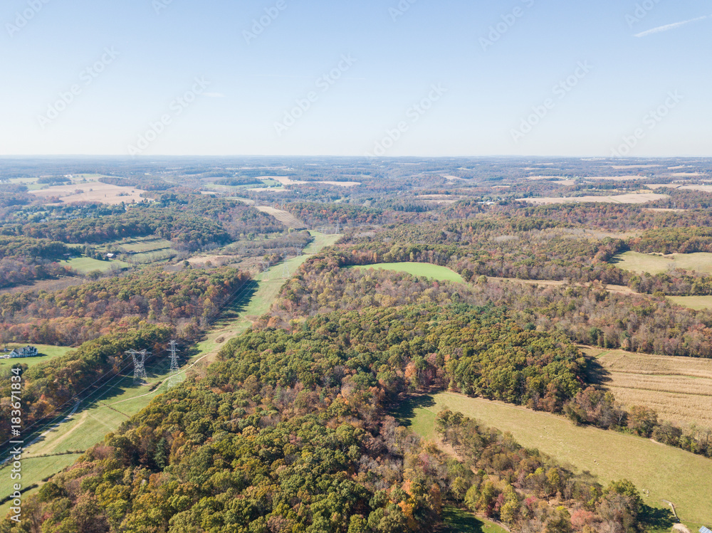 Aerials of Country Farm Land in White Hall, Maryland