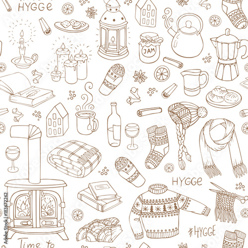 Seamless pattern with hygge