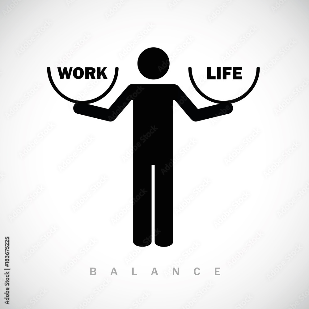 work life balance piktogramm mit schalen Stock-Vektorgrafik | Adobe Stock