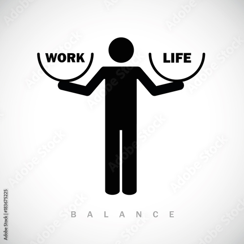 work life balance piktogramm mit schalen