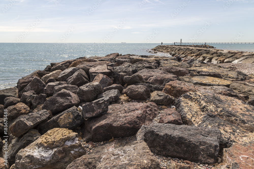 breakwater of the port of Sagunto, Valencia, Spain breakwater of the port of Sagunto, Valencia, Spain