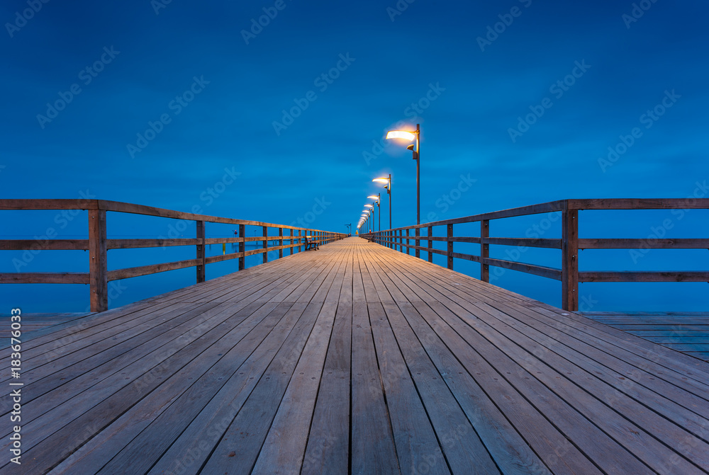 Naklejka premium Pier in Mechelinki village in northern Poland