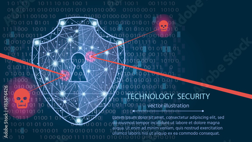 Cyber security concept: Shield on digital data background.vector illustration