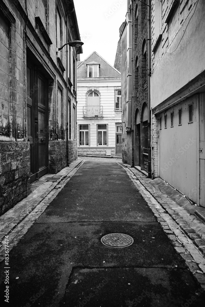 Strada di Arras, Francia. Bianco e nero