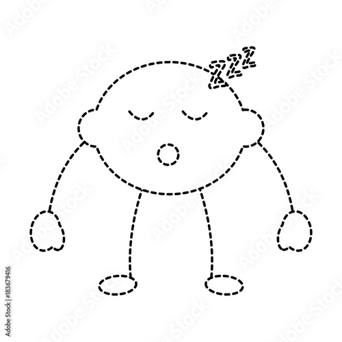 lime or lemon sleeping fruit kawaii icon image vector illustration design  black dotted line
