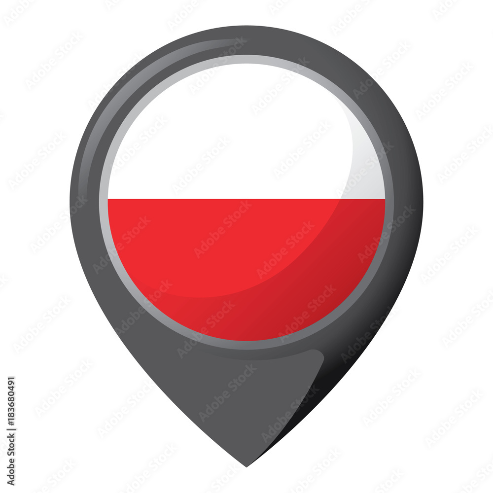 Icon representing location pin with the flag of Poland. Ideal for catalogs of institutional materials and geography Icon representing location pin with the flag of Poland. Ideal for catalogs of institutional materials and geography