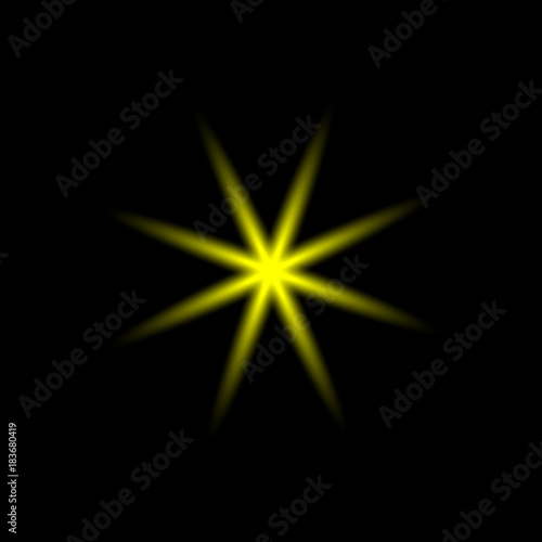 Transparent star for christmas isolated on black background