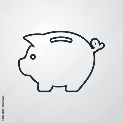 Icono plano linea hucha cerdito en fondo degradado