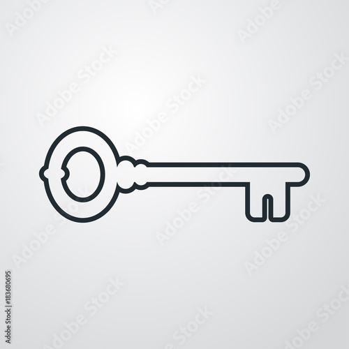 Icono plano linea llave antigua en fondo degradado
