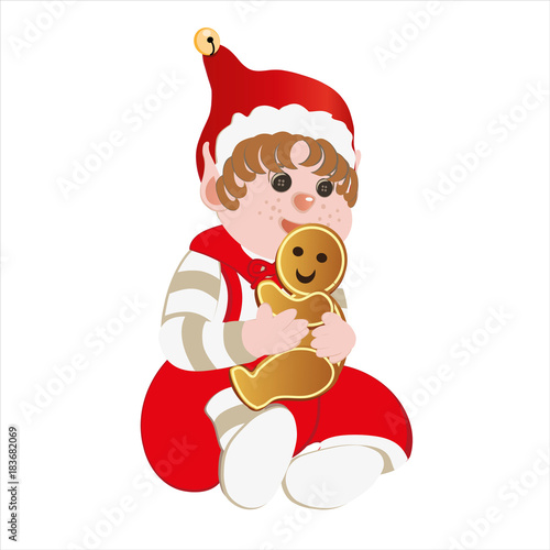 Christmas elf with biscuit