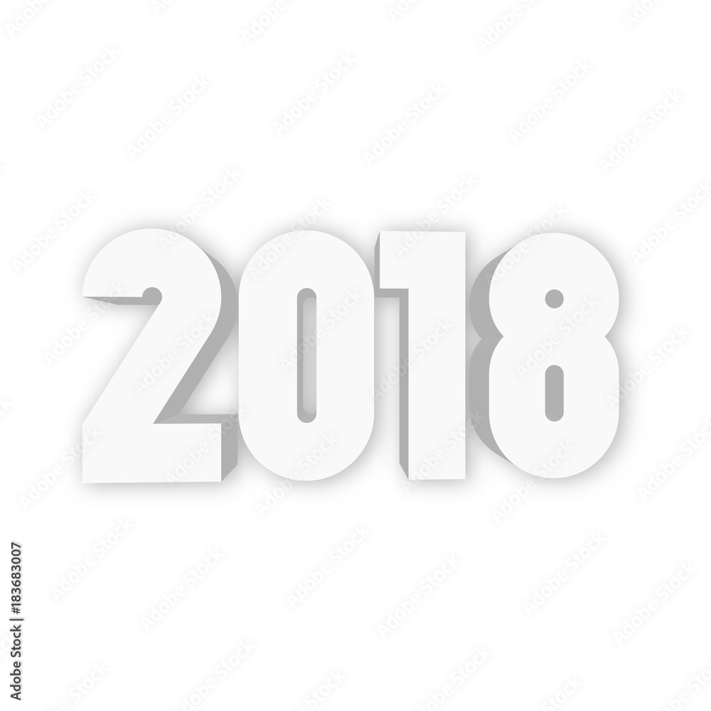 Happy New Year 2018. Modern design element with long shadow effect on white background. Vector illustration. Happy New Year 2018. Modern design element with long shadow effect on white background. Vector illustration.