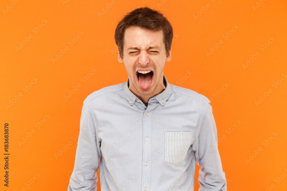 Man closed eyes and tongue out Man closed eyes and tongue out