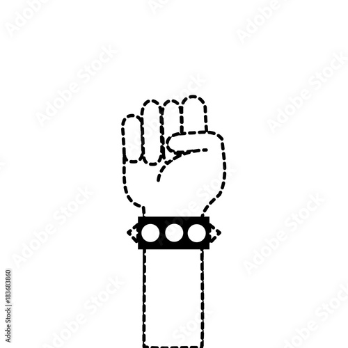 dotted shape hand with bracelet and oppose gesture symbol