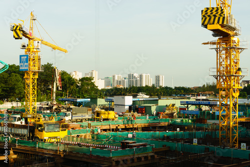 Ho Chi Minh, Vietnam - November 20, 2017 - Building construction site in center Saigon.