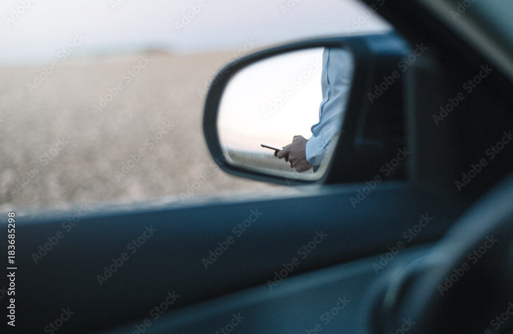 hands man using telephone