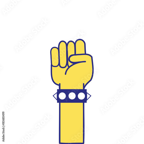 full color hand with bracelet and oppose gesture symbol