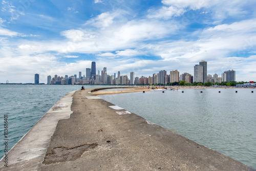 Skyline of Chicago, Illinois from North Avenue Beach on Lake Michigan