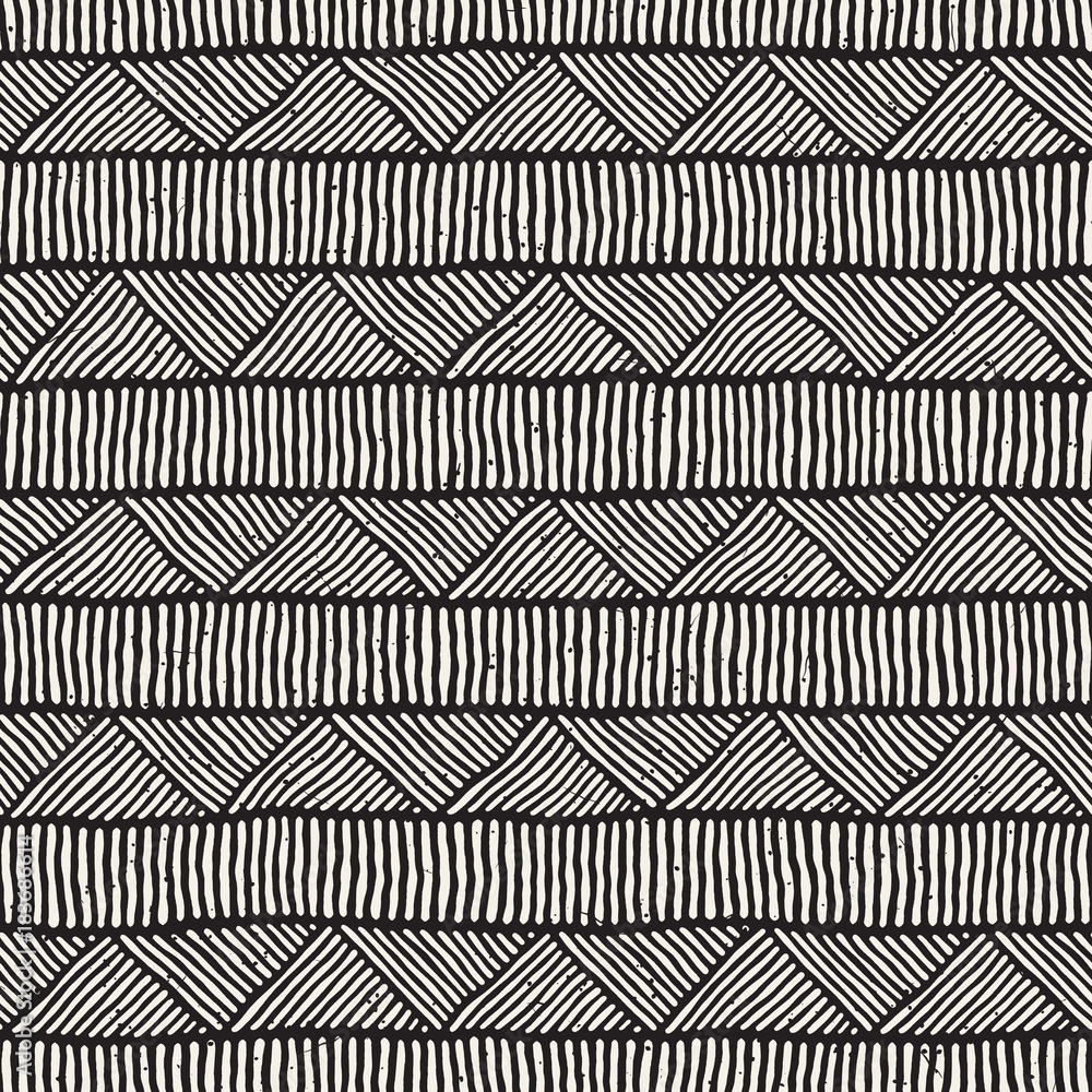 Hand drawn style ethnic seamless pattern. Abstract geometric tiling background in black and white. Hand drawn style ethnic seamless pattern. Abstract geometric tiling background in black and white.