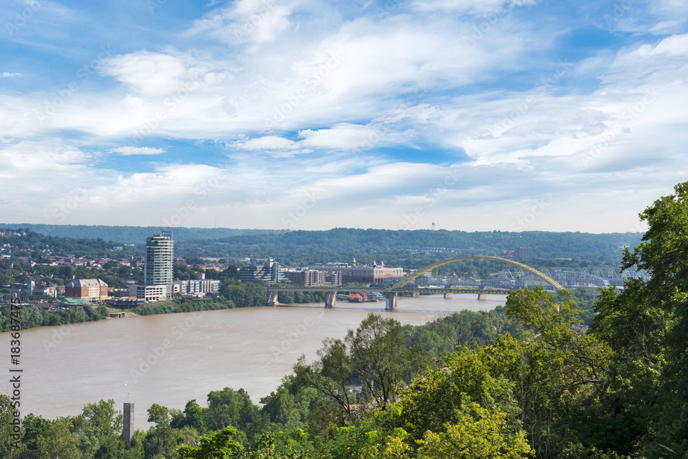 Skyline of Cincinnati, Ohio in Summer from over the Ohio River Skyline of Cincinnati, Ohio in Summer from over the Ohio River
