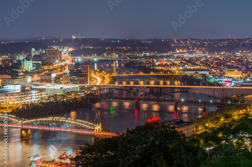 Skyline of Pittsburgh  Pennsylvania from Mount Washington at Night