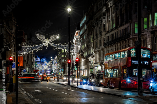 Picadilly decorated for Christmas, London photo