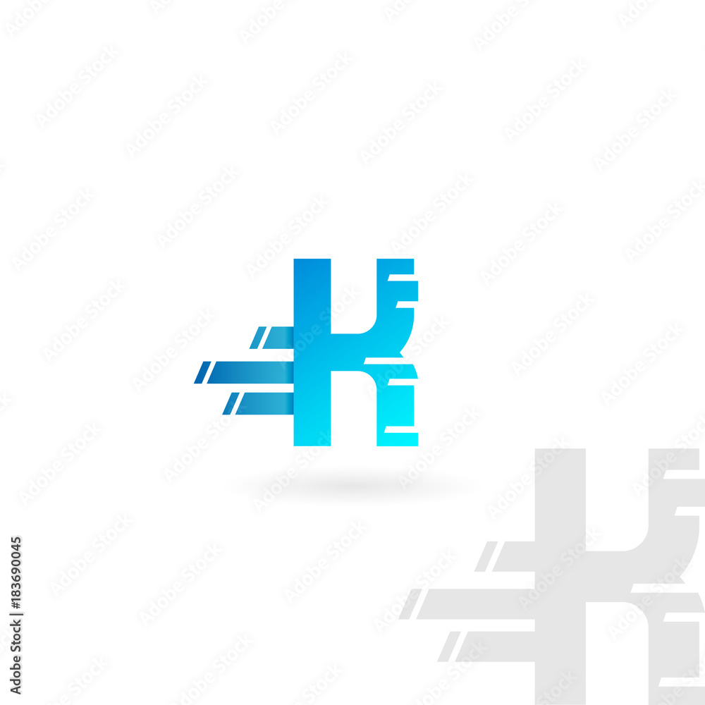 Letter K logo. Blue distorted vector icon. Speed concept font. Letter K logo. Blue distorted vector icon. Speed concept font.