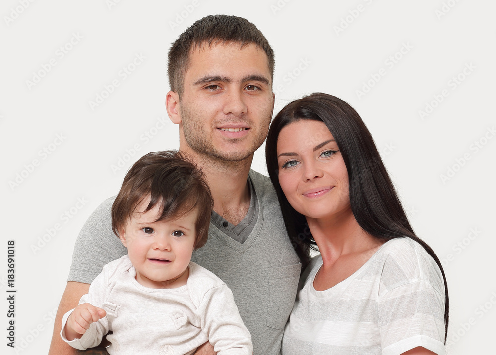 happy smiling family isolated over white happy smiling family isolated over white