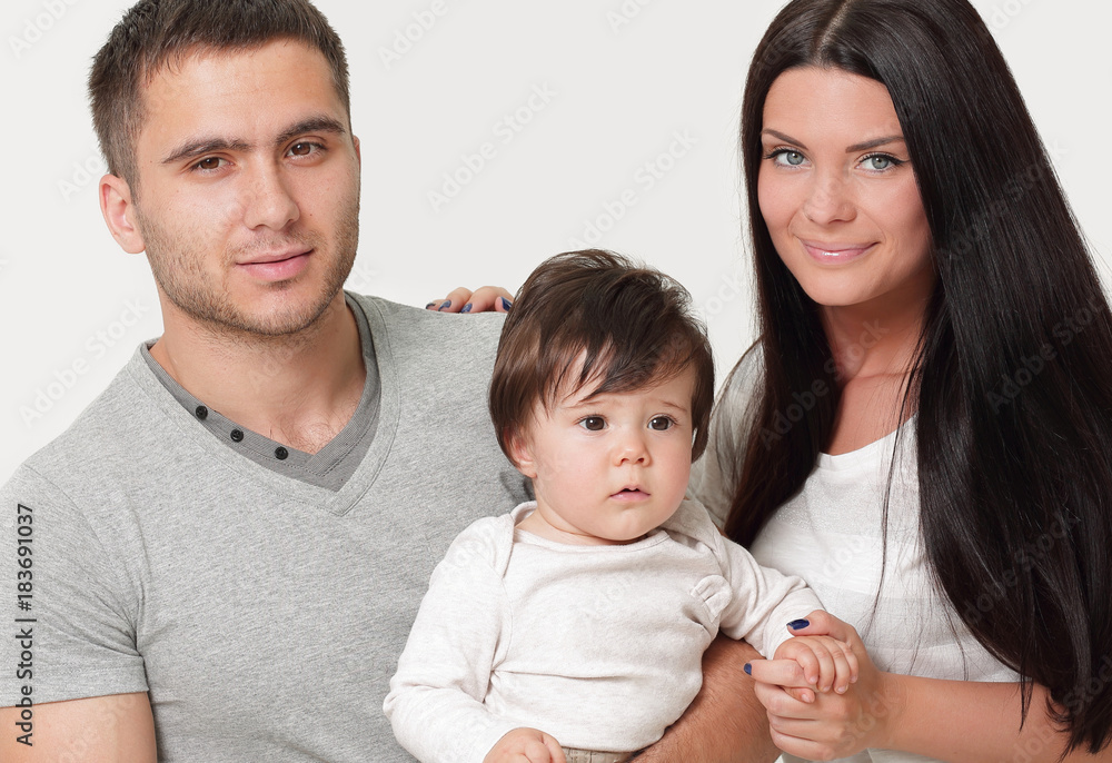 bright portrait of happy family. isolated on white background bright portrait of happy family. isolated on white background