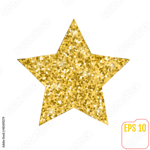Vector illustration of gold star. Golden stars confetti