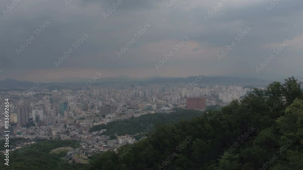 SEOUL, SOUTH KOREA – JULY 216 : Video shot of Seoul cityscape from N Seoul Tower with amazing landscape and forest in view SEOUL, SOUTH KOREA – JULY 216 : Video shot of Seoul cityscape from N Seoul Tower with amazing landscape and forest in view