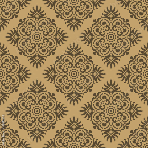 Seamless kraft paper brown and black grunge diagonal vintage indian traditional textile pattern vector