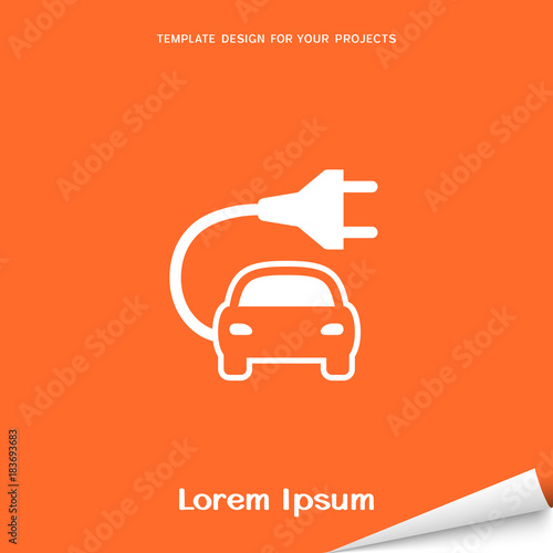 Orange banner with electric car icon