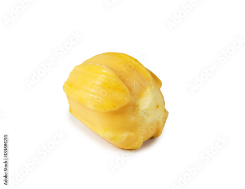 Fresh delicious one flesh of jackfruit isolated on clean white background