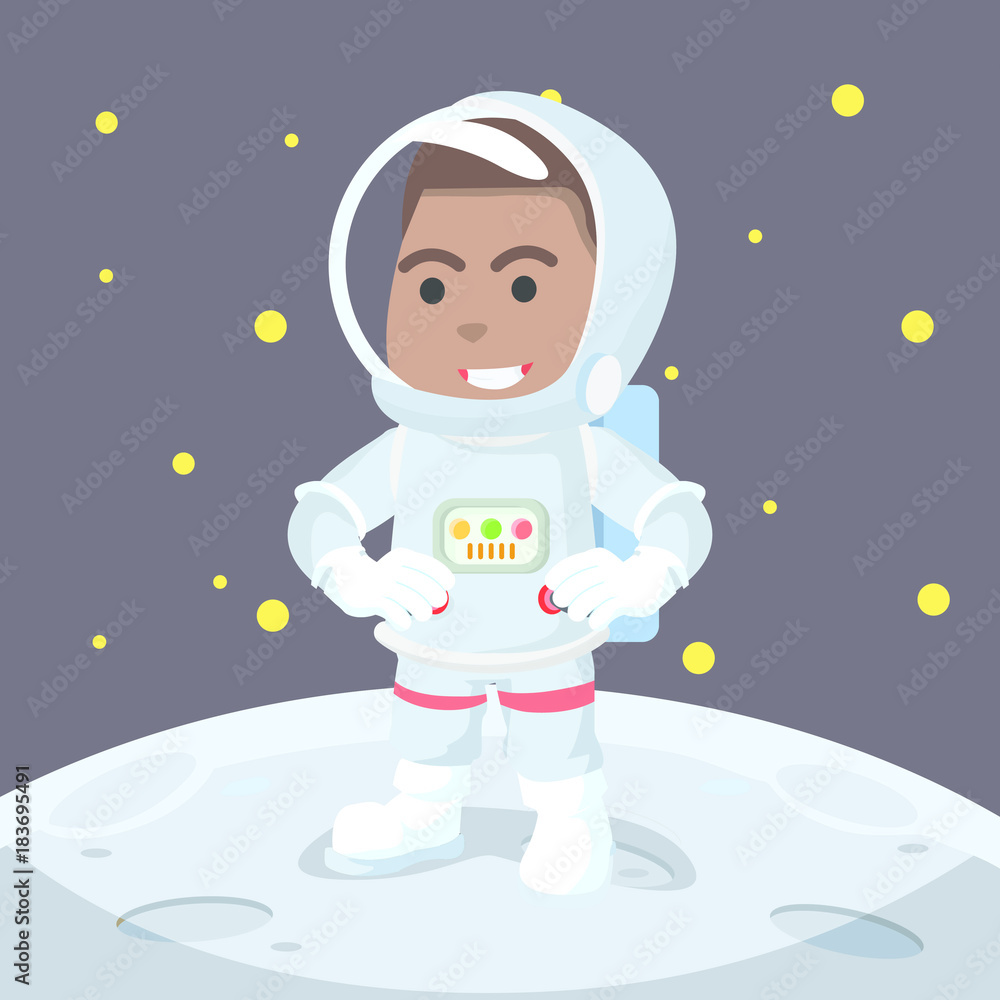 African astronaut on moon– stock illustration
