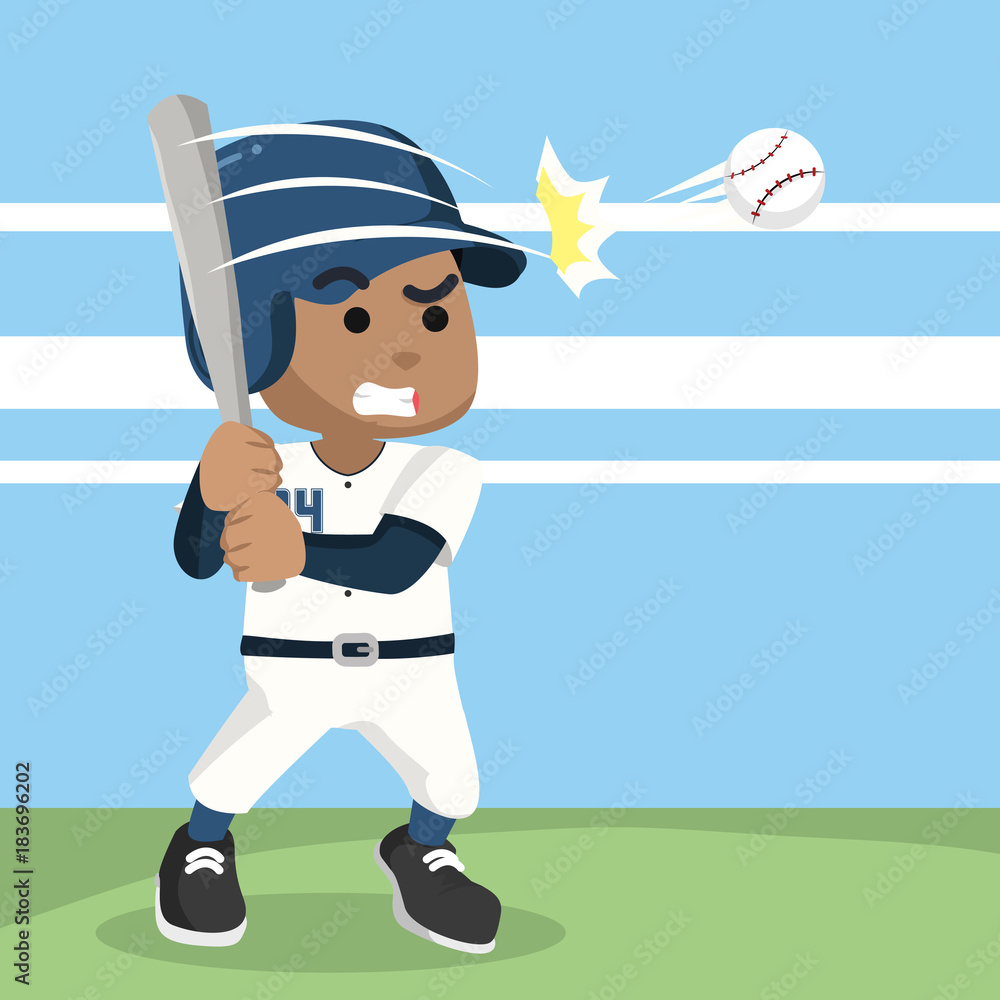 African baseball player hitting ball– stock illustration Stock Illustration  | Adobe Stock