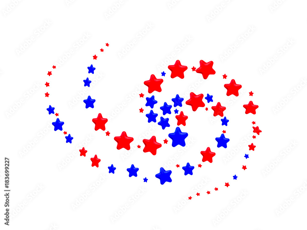 Red and Blue Stars in spiral pattern
