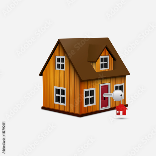 House with key and red house trinket in keyhole