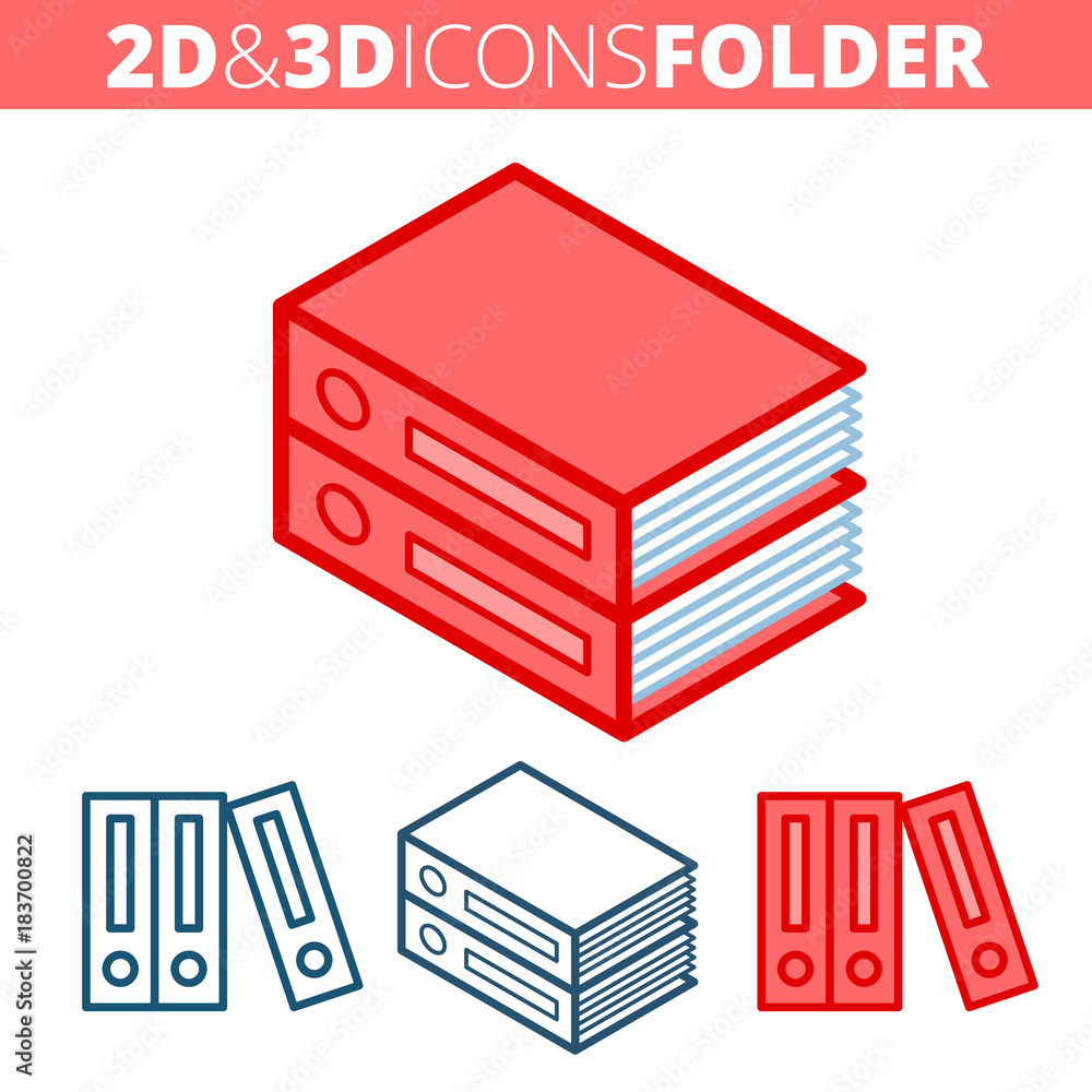 The archive folders. Flat and isometric 3d outline icon set. The office supply and stationery line pictogram collection. Vector linear infographic elements for web design, social media, presentations. The archive folders. Flat and isometric 3d outline icon set. The office supply and stationery line pictogram collection. Vector linear infographic elements for web design, social media, presentations.