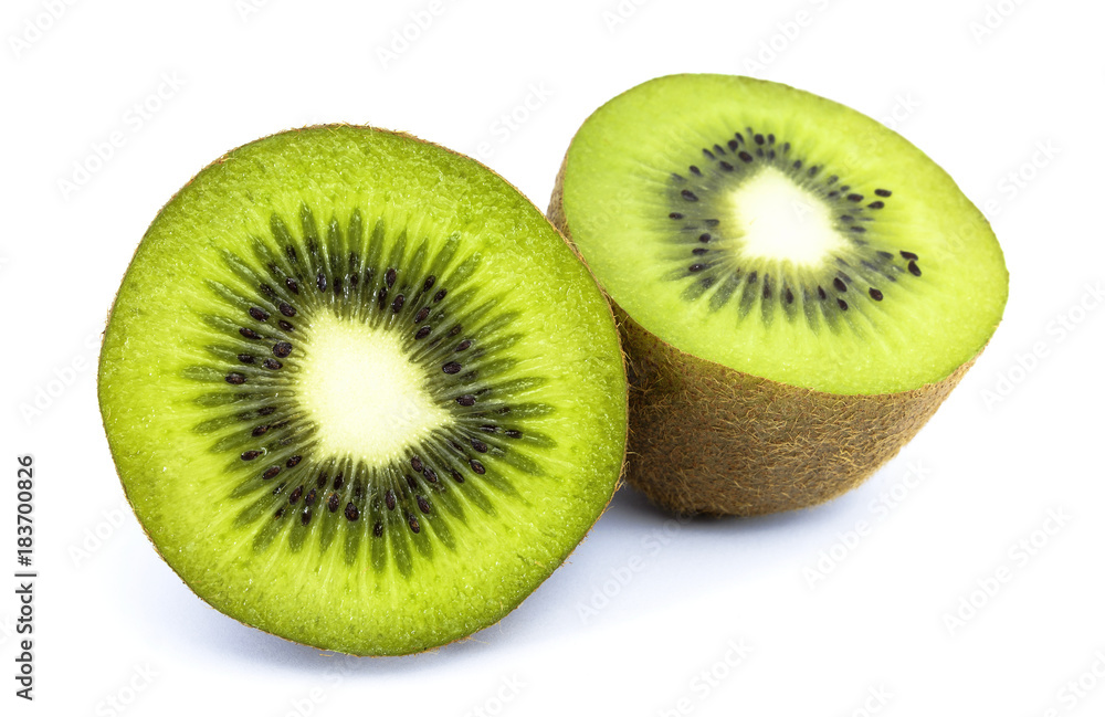 Slice of fresh kiwi fruit isolated on white background, with cilpping path Slice of fresh kiwi fruit isolated on white background, with cilpping path