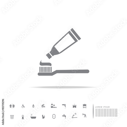 toothbrush and toothpaste icon