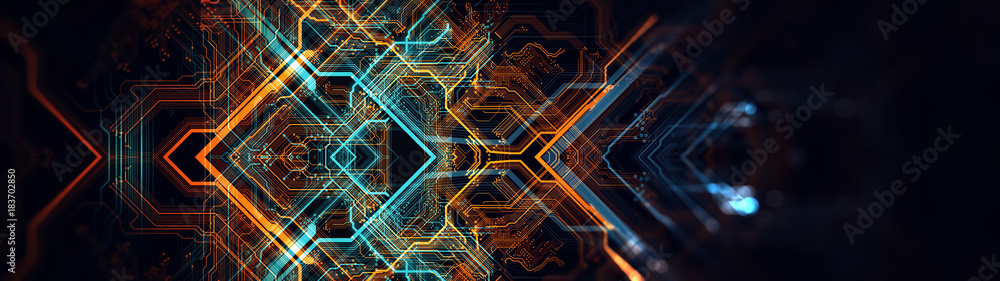 Printed circuit board/Abstract technological background made of different  element printed circuit board. Depth of field effect and bokeh can be used  as digital dynamic wallpaper Stock Illustration | Adobe Stock