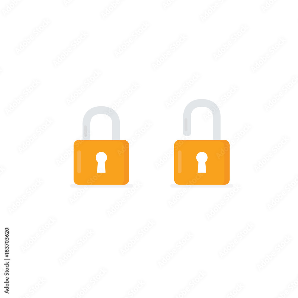 Open and closed padlock icon. lock and unlock symbol. Security sign illustration Open and closed padlock icon. lock and unlock symbol. Security sign illustration