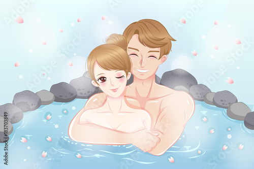 couple with hot spring