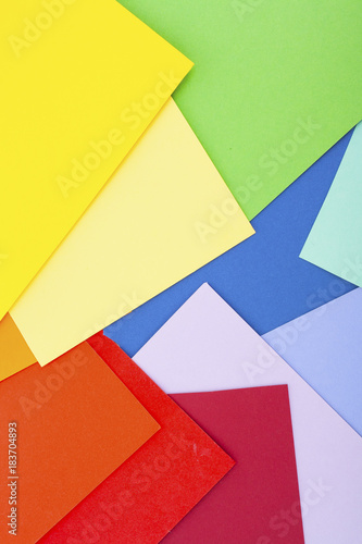 Colorful cardbord papers creative paper closeup texture. Rainbow colors. Red,blue,green,yellow